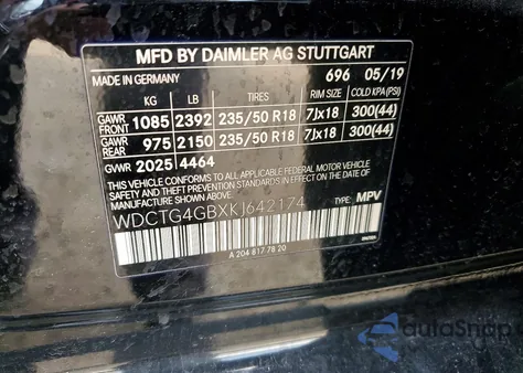 2019 Mercedes-Benz Gla 250 4Matic from USA, damaged, VIN WDCTG4GBXKJ642174